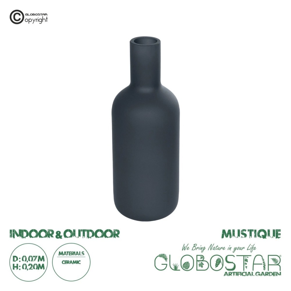GloboStar® Artificial Garden MYSTIQUE 21275 Διακοσμητικό Κεραμικό Βάζo Γκρι Π7 x Μ7 x Υ20cm